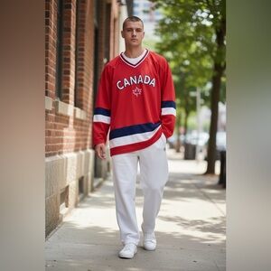 Canada Hockey Jersey Red Maple Leaf Team Canada Style Mens L